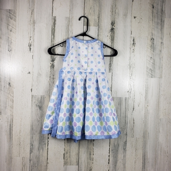 youngland toddler girls blue, white polka-dot Easter dress size 4T - Picture 5 of 8